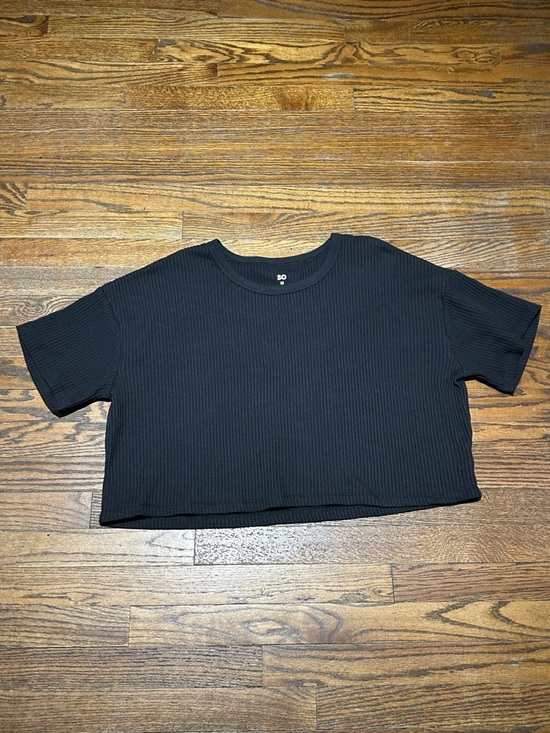SO Tops - SO Black Ribbed Crop Top